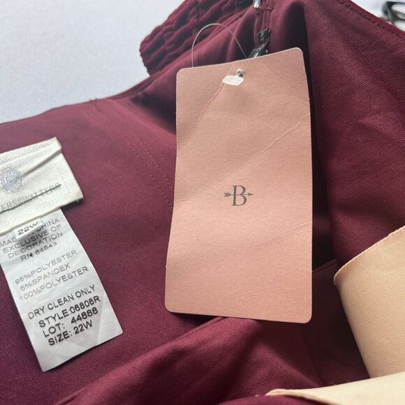 WATTERS & WATTERS BURGUNDY CREPE REMOVABLE SLEEVE FORMAL EVENING DRESS - 22W - Picture 11 of 16